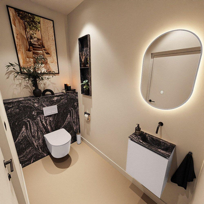 MONDIAZ TURE-DLUX 40cm toiletmeubel Cale. EDEN wastafel Lava positie rechts. Zonder kraangat.