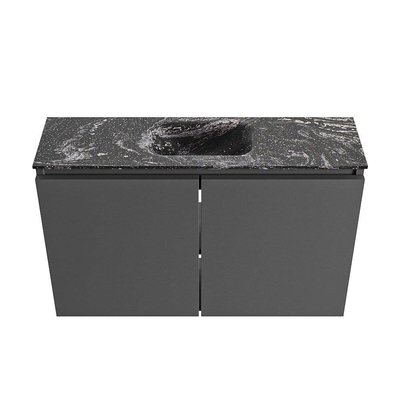 MONDIAZ TURE-DLUX 80cm toiletmeubel Dark Grey. EDEN wastafel Lava positie midden. Zonder kraangat.