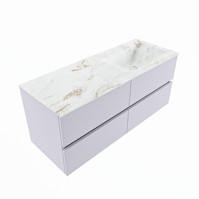 Mondiaz VICA-DLUX ensemble de meuble de salle de bain - 120cm - meuble sous-vasque cale - 4 tiroirs - lavabo encastré cloud droite - sans trous de robinet - version haute de 60cm - frape