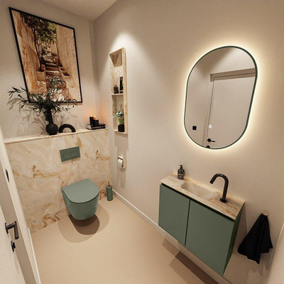 MONDIAZ TURE-DLUX 60cm toiletmeubel Army. EDEN wastafel Frappe positie midden. Met 1 kraangat.
