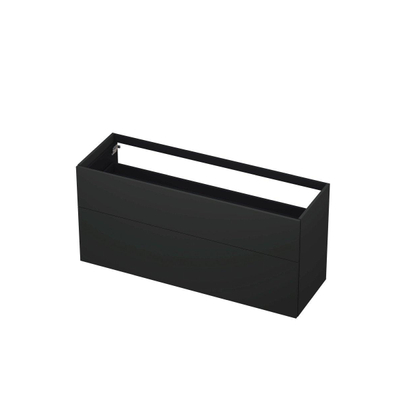 INK Meuble sous-lavabo - 140x45x65cm - 2 tiroirs - push to open - avec façades droites en applique - laque MDF - anthracite mat