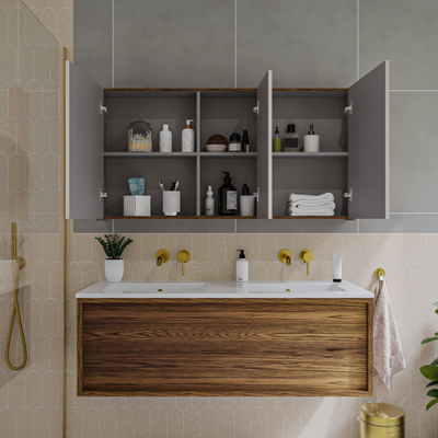 Saniclass Holz Pure Armoire de toilette - 120x63x16cm - y compris panneaux latéraux - Walnut pure