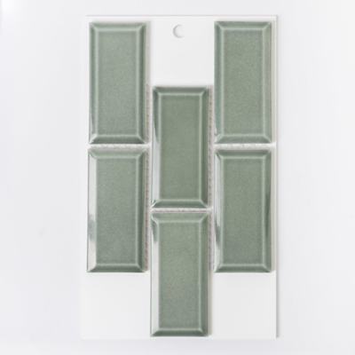 SAMPLE The Mosaic Factory Paris carreau mosaïque 4,5x9,5x0,65cm rectangle porcelaine émaillée revêtement mural pour intérieur et extérieur résistant au gel brillant vert gris
