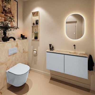 MONDIAZ TURE-DLUX 100cm toiletmeubel Clay. EDEN wastafel Frappe positie rechts. Zonder kraangat.
