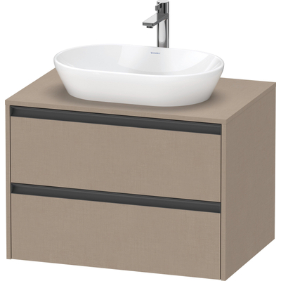 Duravit Ketho.2 Wastafelonderbouwkast - inclusief consoleplaat - met 1 lade - 80x55x56.8cm - met handgreep antraciet - linnen mat