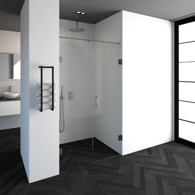 BRAUER Créer porte de douche 120x200cm 2 pièces sans cadre avec anti-calcaire et verre de sécurité de 8mm en inox brossé