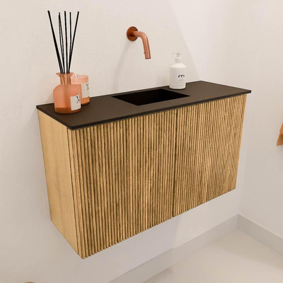Mondiaz JOYA 70cm toiletmeubel - kleur Oak - Wastafel FAYE positie Midden Zonder kraangat kleur Urban.