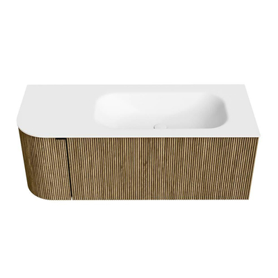 Mondiaz KURVE Badkamermeubelset - 115x46x40cm - 1 lade - 1 deur - wastafel solid surface - rechts - 1 kraangat - Dusk