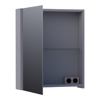 BRAUER Impress armoire de toilette – 59 x 70 x 15 cm – ouverture à gauche, porte-miroir double face – Gris mat