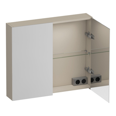 BRAUER Impress Deluxe spiegelkast – 80x70x15 cm – LED-verlichting – Beige mat