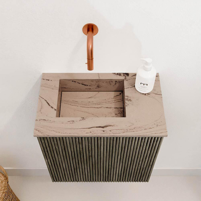Mondiaz JOYA-DLUX 40cm toiletmeubel - kleur Shadow - Wastafel FAYE positie Links Zonder kraangat kleur Arena.
