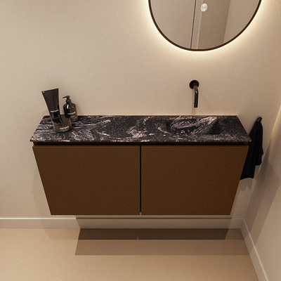 MONDIAZ TURE-DLUX Meuble toilette - 100cm - Rust - EDEN - vasque Lava - position droite - sans trou de robinet