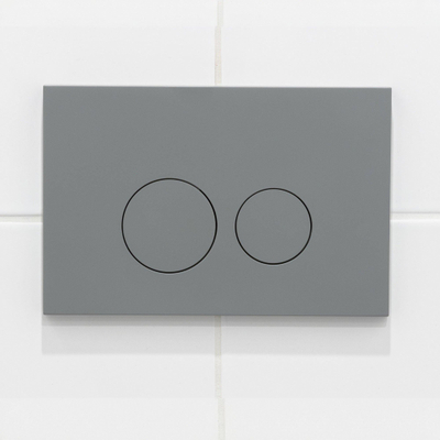 QeramiQ Dely Swirl Compact Toiletset - inbouwreservoir Geberit UP320 - met Burda frame - 25mm zitting - kunststof bedieningsplaat licht grijs - ronde knoppen - mat wit
