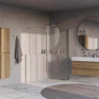 BRAUER Oblivion Inloopdouche - 130x200cm - 40cm zijwand - glascoating - helder glas - Chroom