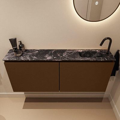 MONDIAZ TURE-DLUX Meuble toilette - 120cm - Rust - EDEN - vasque Lava - position droite - 1 trou de robinet