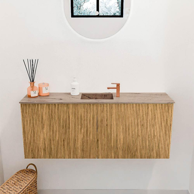 Mondiaz JOYA-DLUX 100cm toiletmeubel - kleur Oak - Wastafel FAYE positie Midden 1 kraangat kleur Arena.