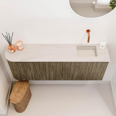 Mondiaz JOYA-DLUX 111.6cm toiletmeubel - ronding links kleur Dusk - Wastafel FAYE positie Rechts Zonder kraangat kleur Meli.