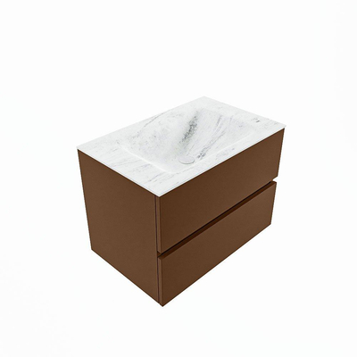 Mondiaz VICA-DLUX Ensemble de meuble de salle de bain - 70cm - meuble sous-vasque repos - 2 tiroirs - lavabo encastrée cloud milieu - sans trous de robinet - version haute de 60cm - opalo