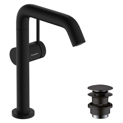 Hansgrohe Tecturis s Eengreeps wastafelkraan - 210 Fine - coolstart - met draaibare uitloop en PushOpen - afvoerplug - mat zwart
