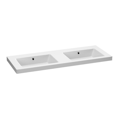 BRAUER Solar Medium lavabo - 120x46x5cm - 2 lavabos - 0 trous de robinet - marbre minéral - blanc mat
