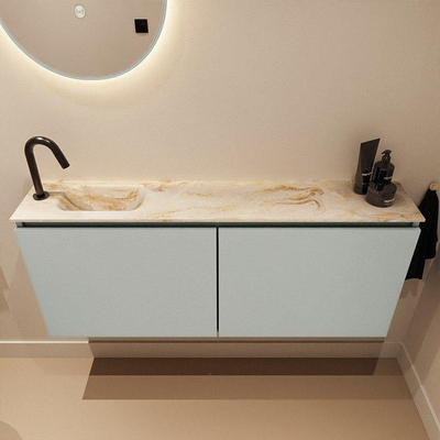 MONDIAZ TURE-DLUX Meuble WC 120 cm Greey. Lavabo EDEN Frappe position gauche. Avec 1 trou de robinet.