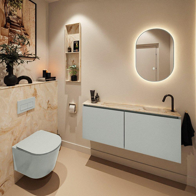 MONDIAZ TURE-DLUX Meuble WC 120cm Greey. Lavabo EDEN Frappe position droite. Avec 1 trou de robinet.