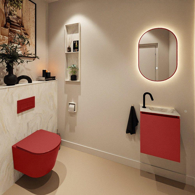 MONDIAZ TURE-DLUX Meuble toilette - 40cm - Fire - EDEN - vasque Ostra - position droite - 1 trou de robinet
