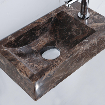 Saniclass Fuente pack lave-mains – rectangulaire – 40 x 22 x 10 cm – pierre naturelle anthracite – robinet chromé