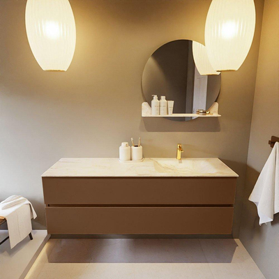 Mondiaz VICA-DLUX ensemble de meuble de salle de bain - 150cm - meuble sous-vasque reposant - 2 tiroirs - lavabo encastré cloud droite - 1 trou de robinet - version haute de 60cm - ostra