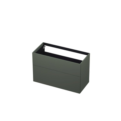 INK Wastafelonderkast - 100x45x65cm - 2 lades - push to open - met rechte opdekfronten - MDF lak - Mat beton groen