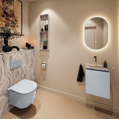 MONDIAZ TURE-DLUX Meuble toilette - 40cm - Clay - EDEN - vasque Glace - position centrale - sans trou de robinet