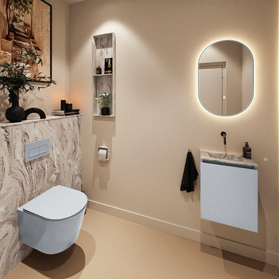 MONDIAZ TURE-DLUX Meuble WC 40 cm Clay. Lavabo EDEN Glace position au milieu. Sans trou de robinet.