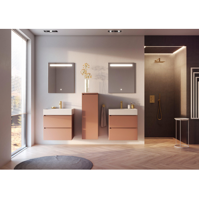 HR badmeubelen Infinity XXL Meuble sous-lavabo - 80x44.8x65cm - 2 tiroirs - sans poignées avec barre de préhension en aluminium - petrol mat