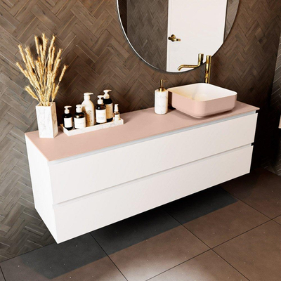 Mondiaz TOP 23 Topblad - 150x23.5x0.9cm - geschikt voor afdekplaat - Solid surface - Rosee