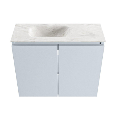 MONDIAZ TURE-DLUX Meuble WC 60 cm Clay. Lavabo EDEN Ostra position gauche. Sans trou de robinet.