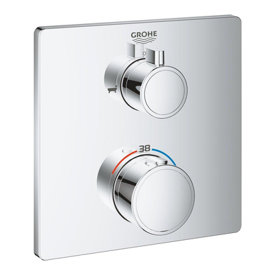 GROHE Grohtherm partie apparente pour mitigeur de baignoire encastré thermostatique avec inverseur douche et bec de baignoire rectangulaire chrome