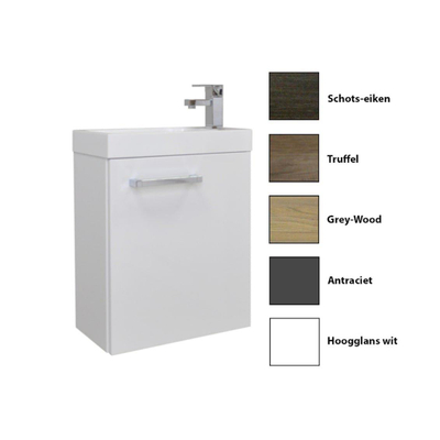 Sanicare Q40 toiletmeubelset 40x22x50.5cm 1 kraangat 1 wasbak 1 deur standaard greep met spiegel MDF Grey-Wood
