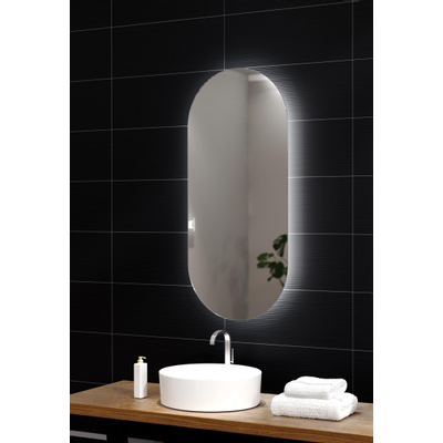 HR Badmeubelen Oval spiegel 40x100cm met indirecte verlichting rondom en touch sensor 3 standen