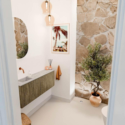 Mondiaz JOYA-DLUX 111.6cm toiletmeubel - ronding rechts kleur Dusk - Wastafel FAYE positie Links Zonder kraangat kleur Glace.