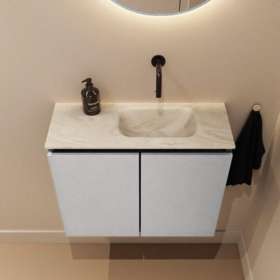 MONDIAZ TURE-DLUX Meuble toilette - 60cm - Plata - EDEN - vasque Ostra - position droite - sans trou de robinet