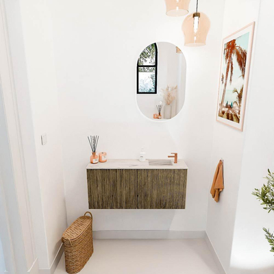 Mondiaz JOYA-DLUX 90cm toiletmeubel - kleur Dusk - Wastafel FAYE positie Rechts 1 kraangat kleur Nata.