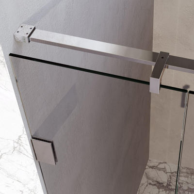 BRAUER Void Carving Porte de niche - 2 pièces - 160x200cm - Porte pivotante 70cm murale - revêtement verre - réversible - verre clair - Chrome