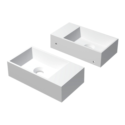 INK Contra Lave-mains - 40x22x10cm - vasque à gauche - 0 trous de robinet - polystone blanc mat