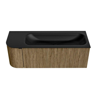 Mondiaz KURVE Ensemble de meuble de salle de bains - 125x46x40cm - 1 tiroir - 1 porte - lavabo solid surface - droit - 1 trou de robinet - Dusk