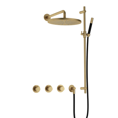 Hotbath Cobber kit de douche encastrable thermostatique avec 2 vannes d'arrêt m106 et curseur laiton brossé