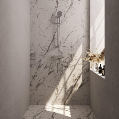 Robinet de douche encastré Brauer Chrome - barre de douche - 1 fonction - 2 boutons avec relief - douchette ronde 3 positions - chrome