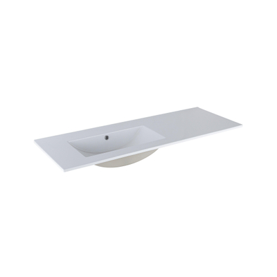 Saniclass Vygo Lavabo-meuble - 121x2x46cm - trop-plein - 1 bac à gauche - sans trous de robinet - céramique - blanc brillant