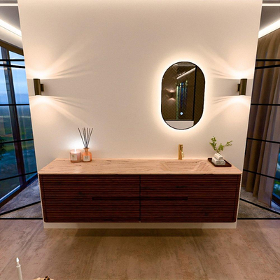 Mondiaz CIRO-DLUX Ensemble de meuble de salle de bains - 190x45x50cm - lavabo solid surface Arena - 1 vasque à droite - 1 trou de robinet - 4 tiroirs - Ruby