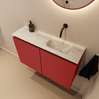 MONDIAZ TURE-DLUX 80cm toiletmeubel Fire. EDEN wastafel Ostra positie rechts. Zonder kraangat.