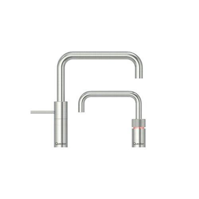 Quooker Nordic Square Twintaps kokendwaterkraan - draaibare uitloop - Combi reservoir - Warm / kokend water - RVS